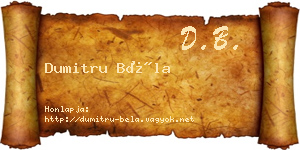 Dumitru Béla névjegykártya
